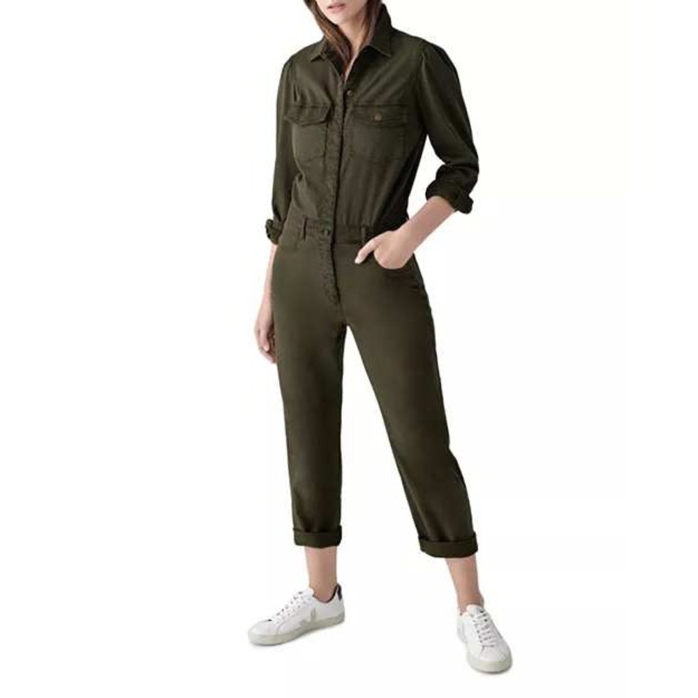 DL1961 Freja Jumpsuit‎ Boiler Suit Olive Green Utility Button Front Pockets XS